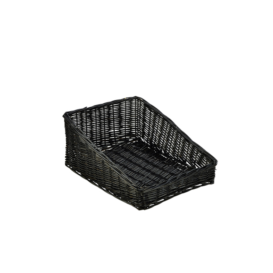 GenWare Black Wicker Rectangular Slanted Display Basket 46x36x20cm PK 1