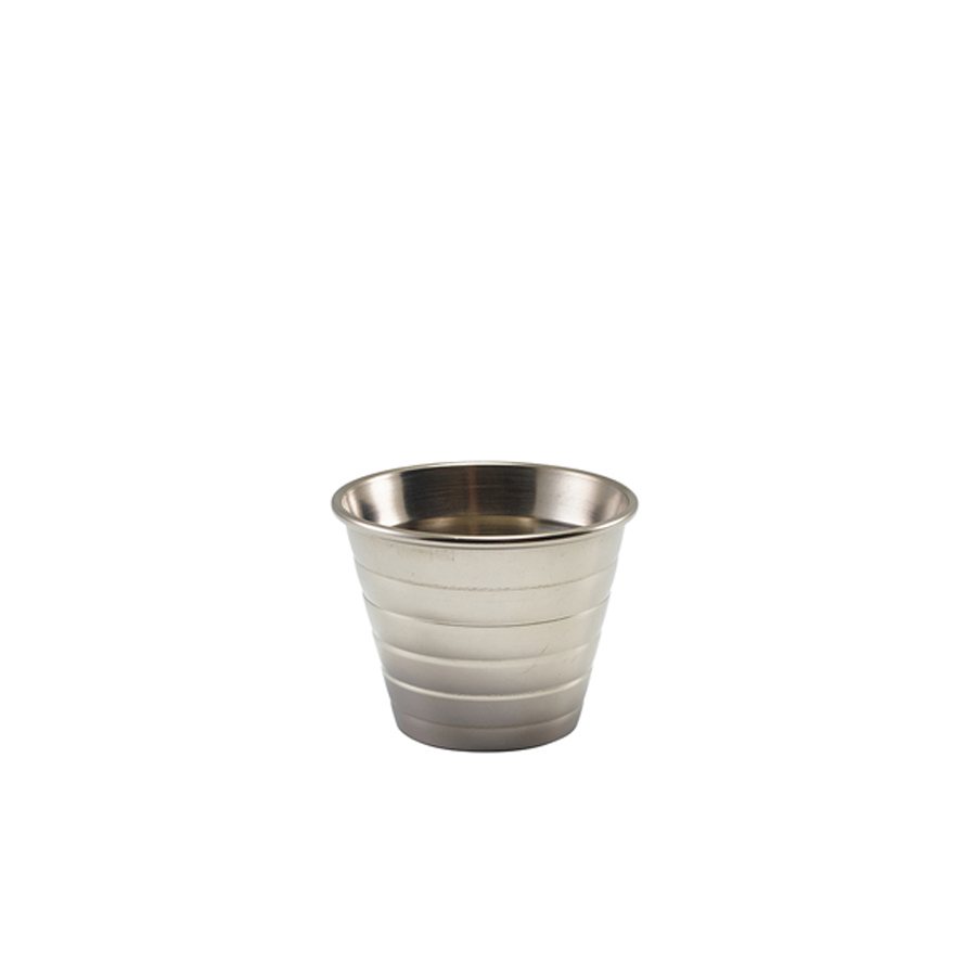 Genware Stainless Steel Round Ribbed Ramekin 71ml 2.5oz PK 24