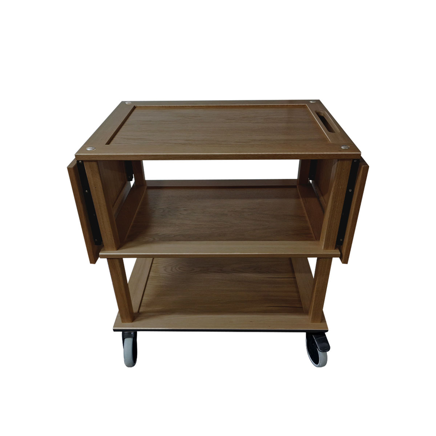 Podium Drop Leaf Dark Brown Oak Hospitality Trolley 1460x558x855mm PK 1