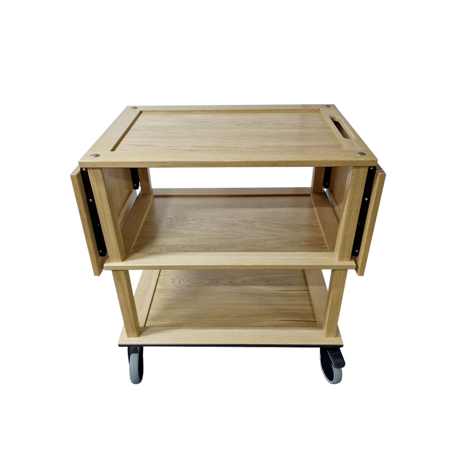 Podium Drop Leaf Natural Oak Hospitality Trolley 1460x558x855mm PK 1