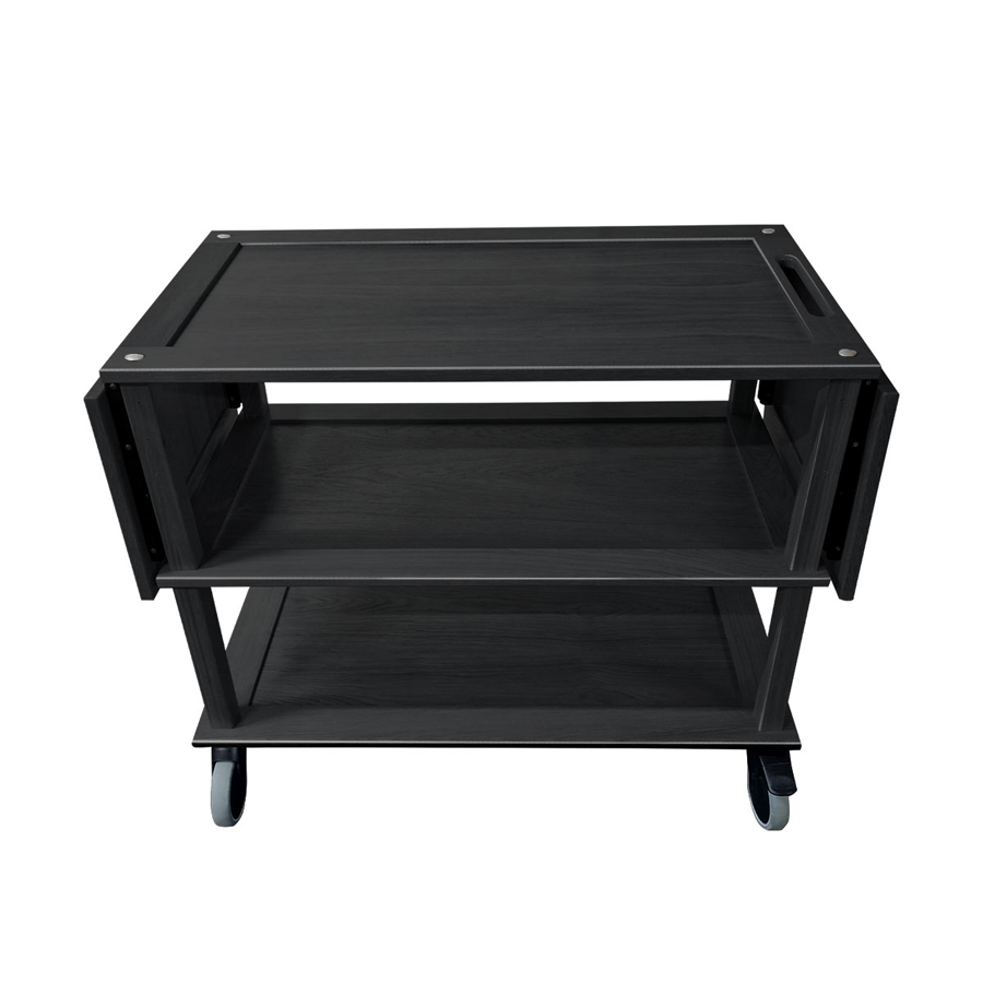 Podium Long Drop Leaf Black Oak Hospitality Trolley 1672x558x855mm PK 1
