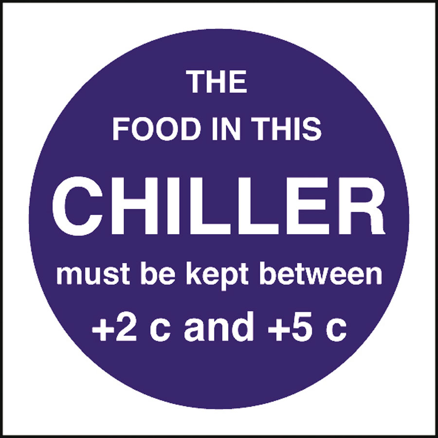 Mileta Kitchen Food Safety Sign Self Adhesive Vinyl 100 x 100mm - Food Temperature - Chiller PK 1