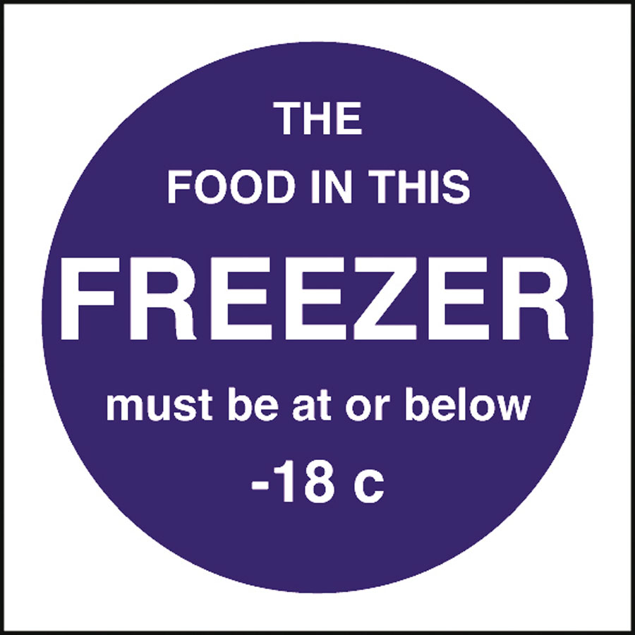 Mileta Kitchen Food Safety Sign Self Adhesive Vinyl 100 x 100mm - Food Temperature - Freezer PK 1