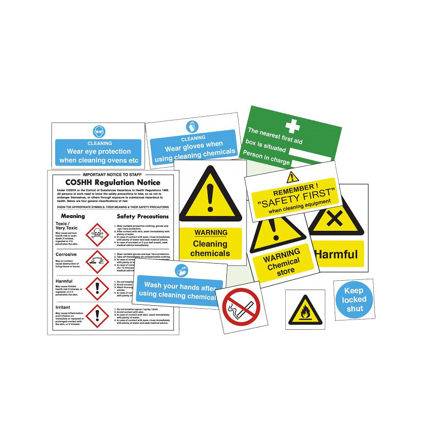 Mileta Catering Safety Signs Self Adhesive Vinyl - Chemicals Pack PK 1