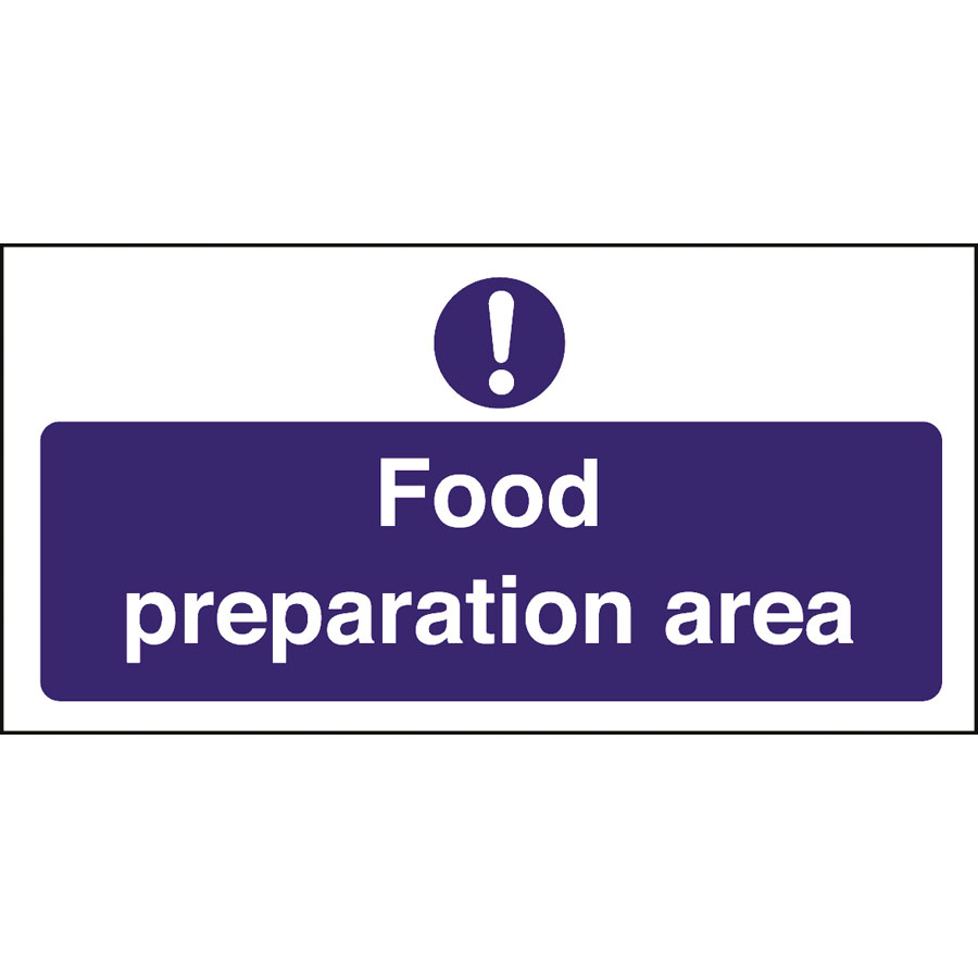 Mileta Kitchen Food Safety Sign Self Adhesive Vinyl 100 x 200mm - Food Preparation Area PK 1