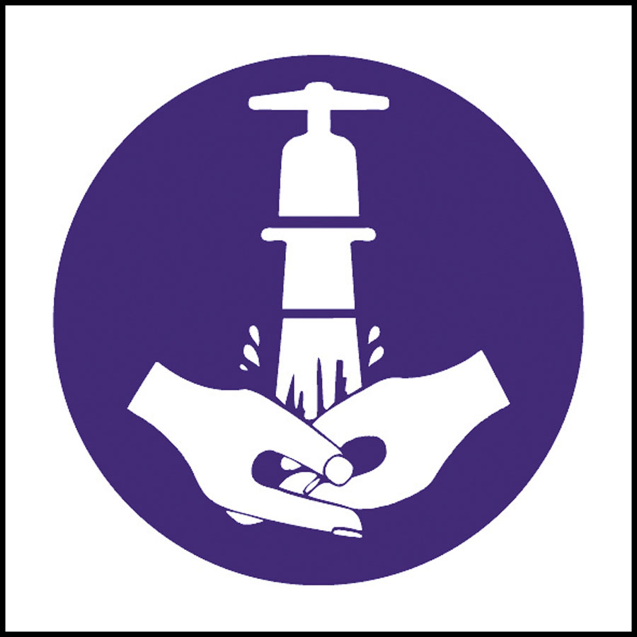 Mileta Kitchen Food Safety Sign Self Adhesive Vinyl 100 x 100mm - Wash Your Hands Symbol PK 1