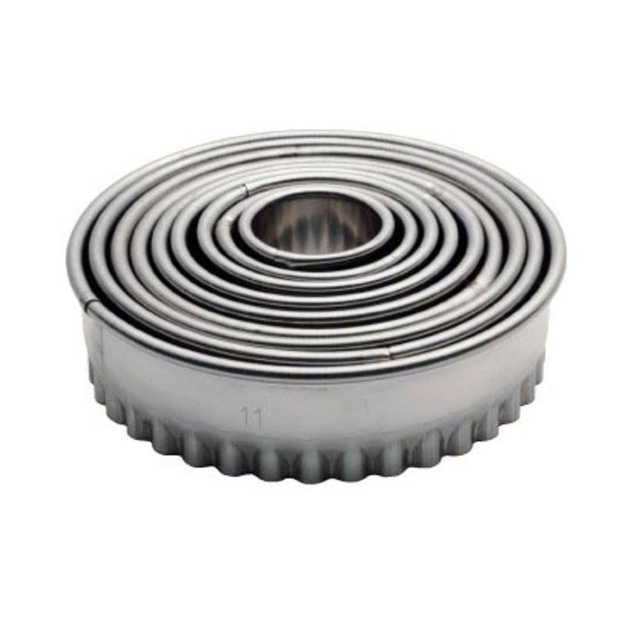 deBuyer Fluted Pastry Cutters Stainless Steel 3-11cm Set Of 9 PK 1