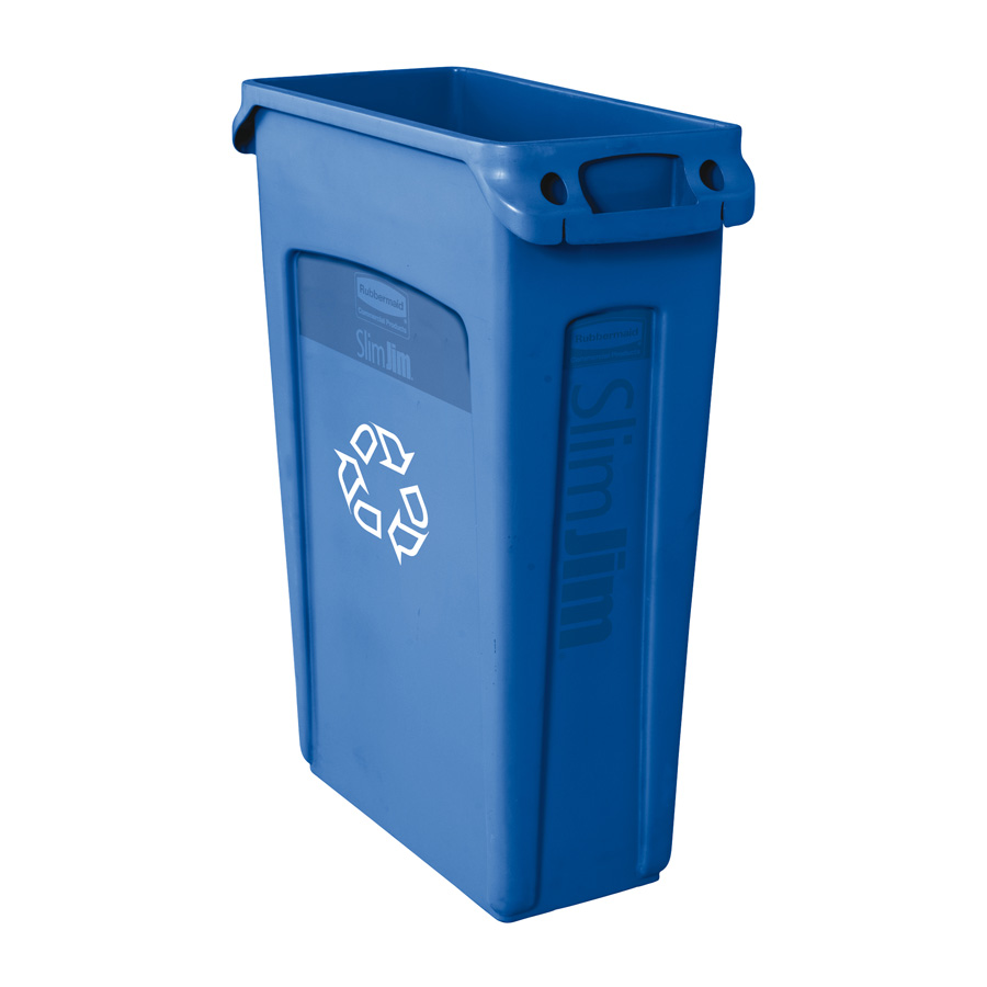 Rubbermaid Slim Jim Bin With Venting Channel Blue Polyethylene 87ltr W27.9 x H76.2 x D55.9cm PK 1