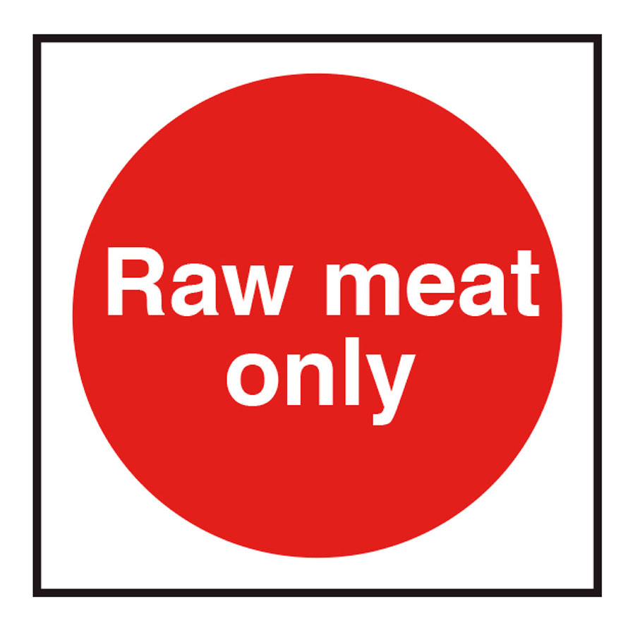 Mileta Kitchen Food Safety Sign - Raw Meat Only Catering Vinyl Sticker PK 1
