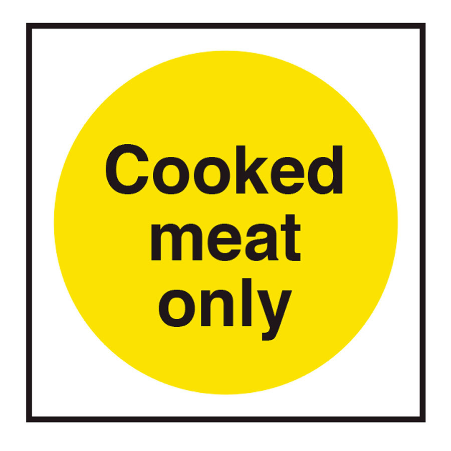 Mileta Kitchen Food Safety Sign - Cooked Meat Only Catering Vinyl Sticker PK 1