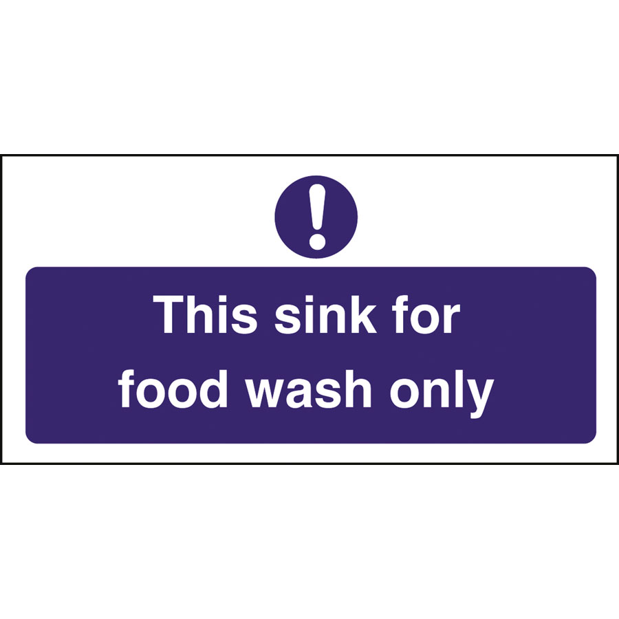 Mileta Kitchen Sink Safety Sign Self Adhesive Vinyl 100 x 200mm - Food Wash Only PK 1