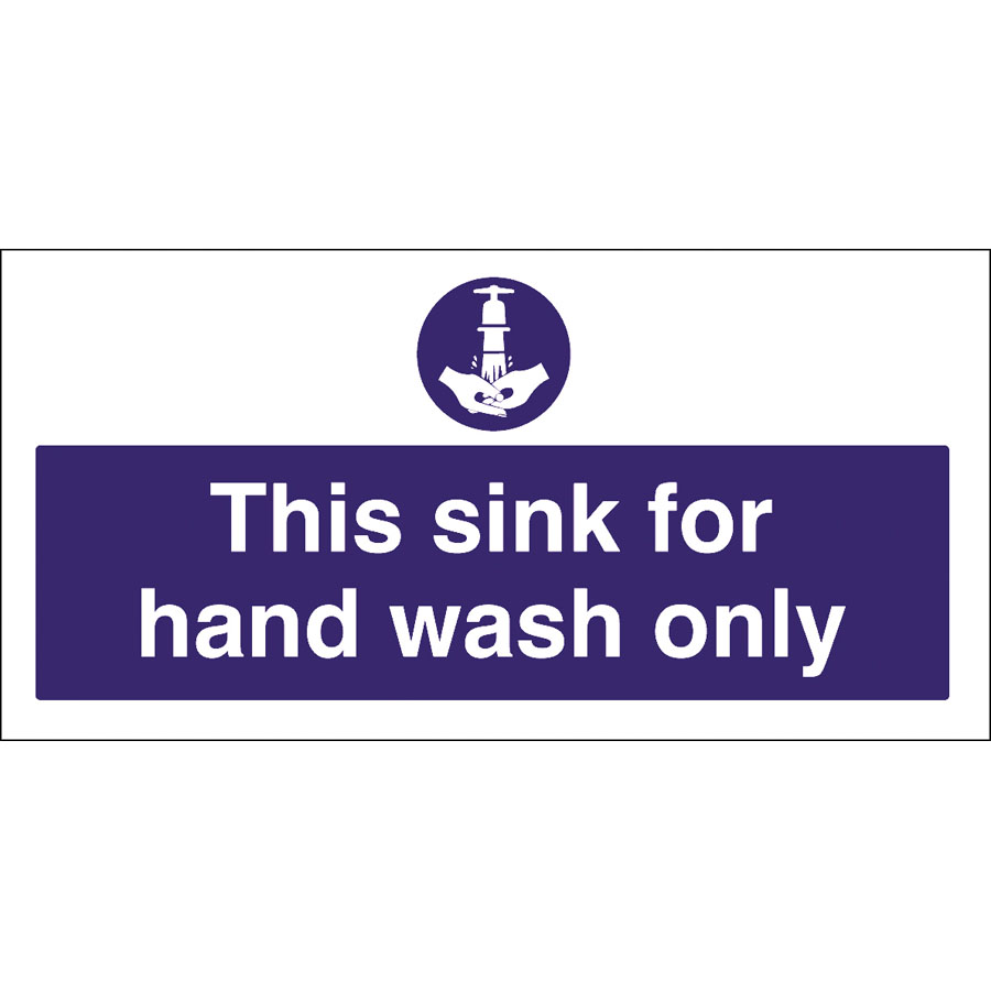 Mileta Kitchen Sink Safety Sign Self Adhesive Vinyl 100 x 200mm - Wash Hands PK 1