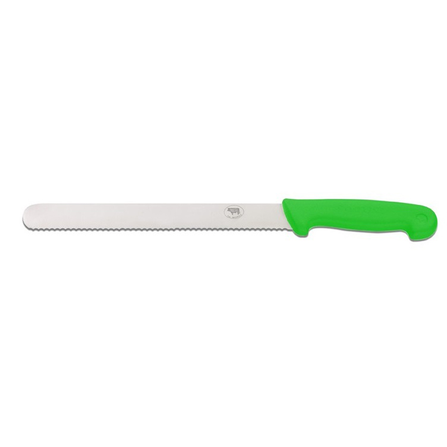 10 Inch Serrated Slicer Green Poly Handle PK 1