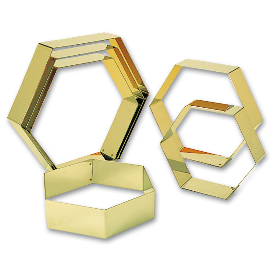 Matfer Bourgeat Hexagonal Cake Mould Stainless Steel 6.7x6.7x3cm PK 4