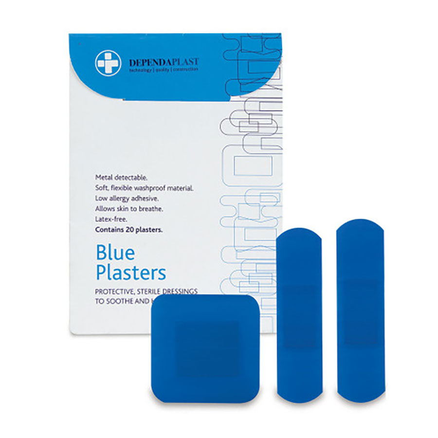 DEPENDAPLAST BLUE FOOD AREA PLASTERS ASSORTED WALLET OF 20
