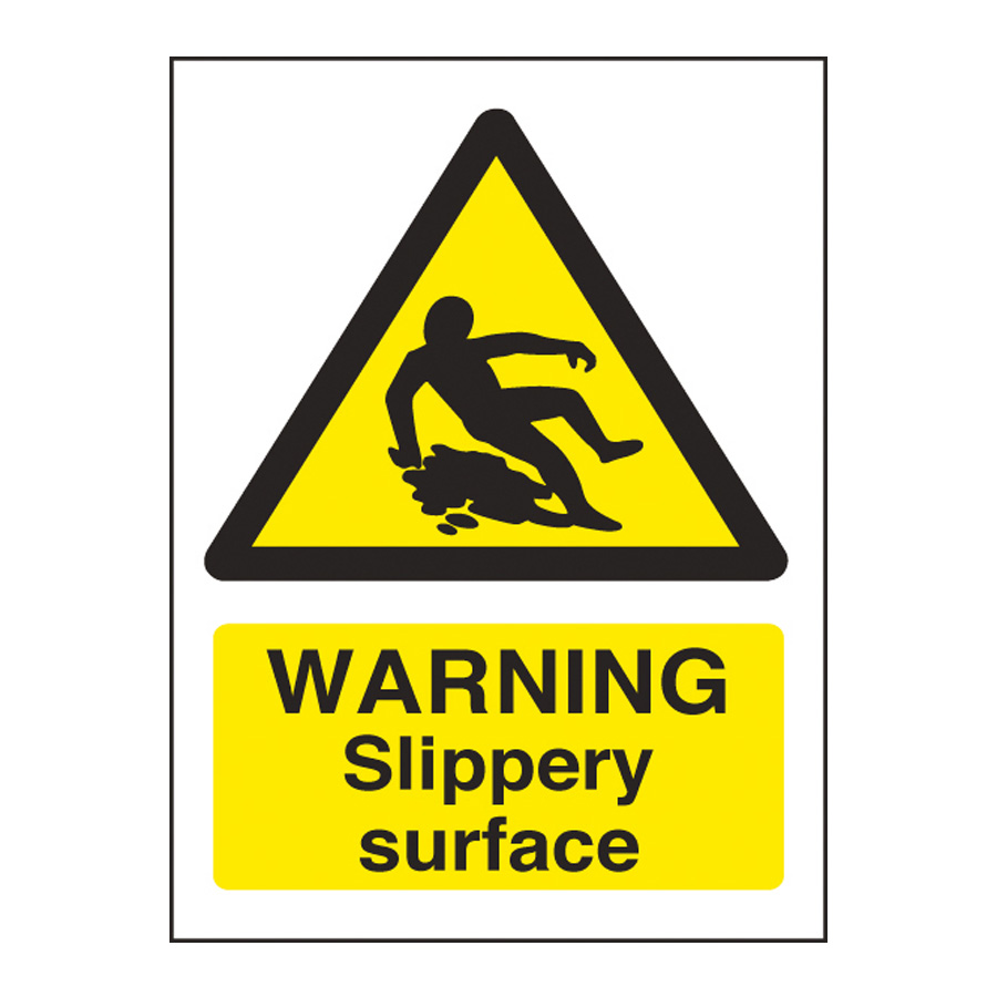 Mileta Warning Sign Self Adhesive Vinyl - Slippery Surface 15 x 35cm PK 1