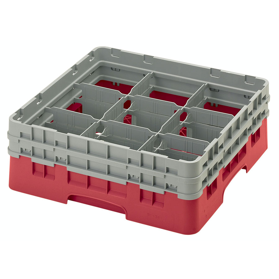 Cambro 9 Compartment Camrack Glass Rack Red PK 1