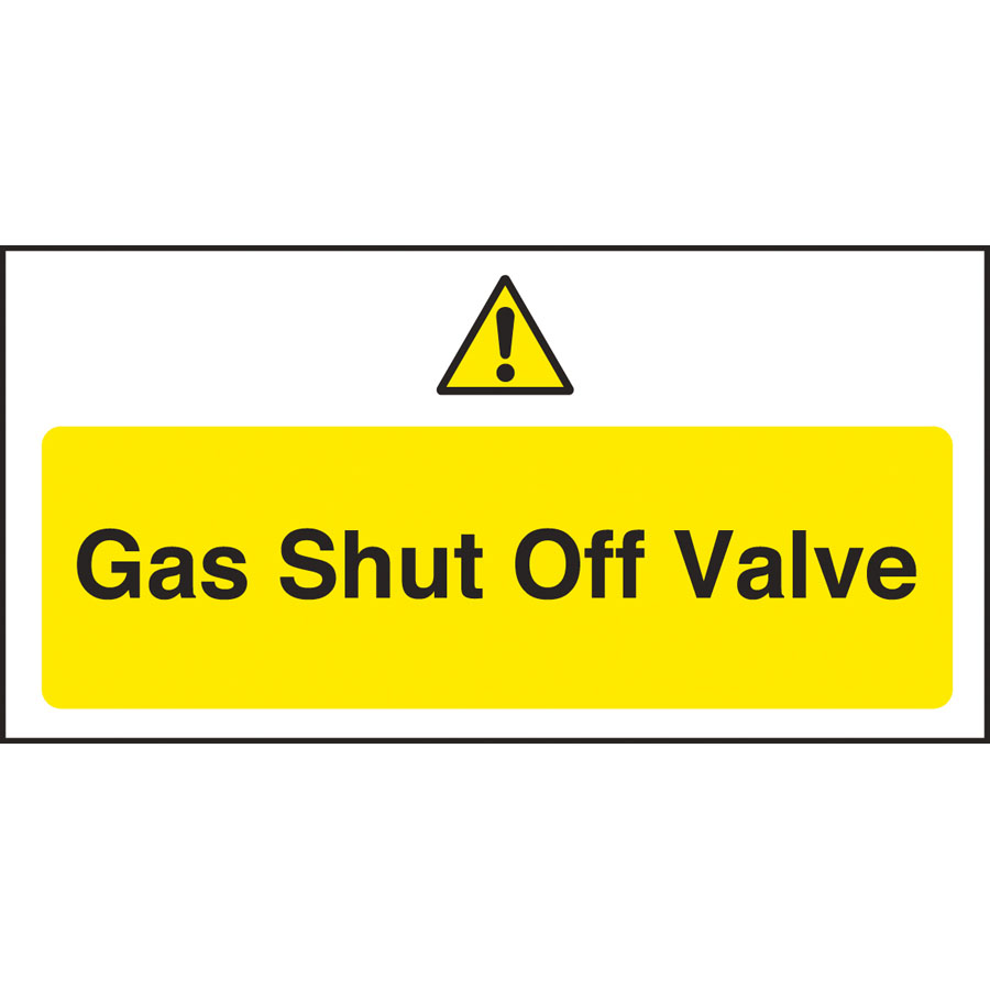 Mileta Warning Sign Self Adhesive Vinyl - Gas Shut Off Valve 20 x 10cm PK 1