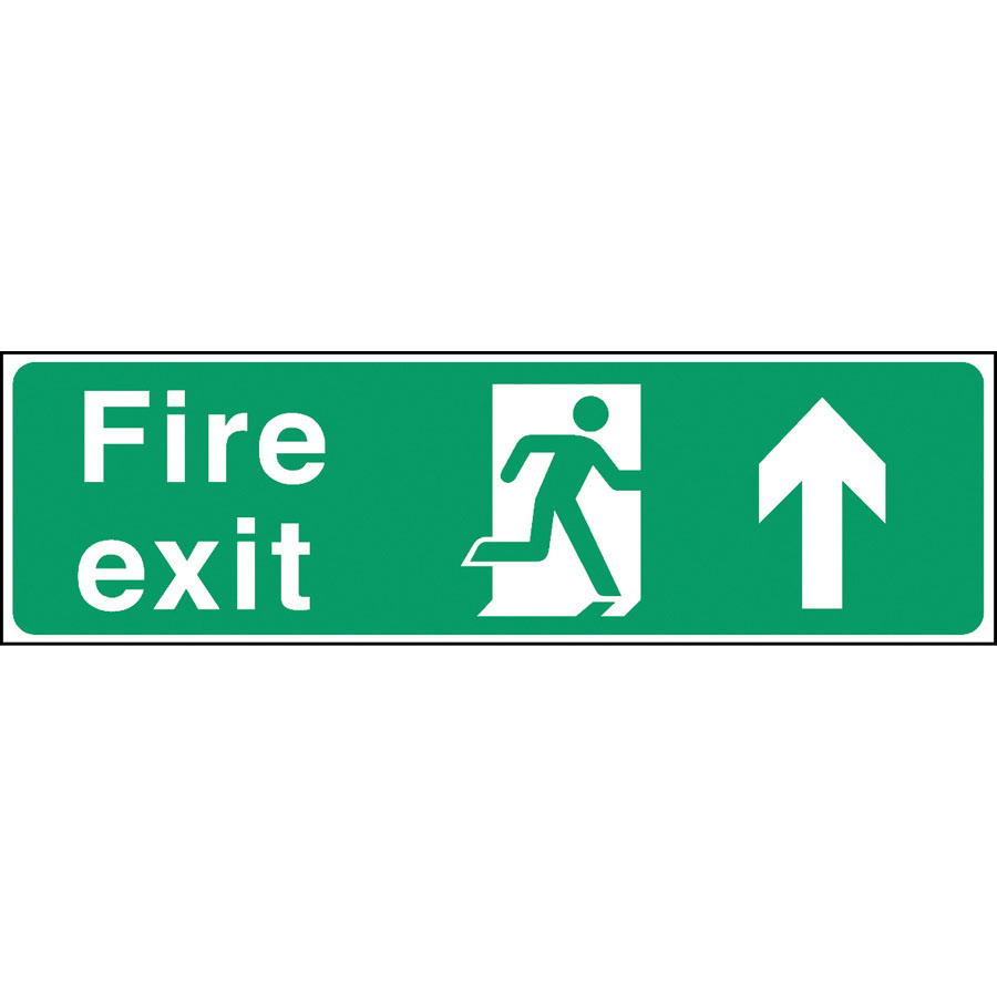 Mileta Safety Sign - Fire Exit Up Arrow 45x15cm PK 1