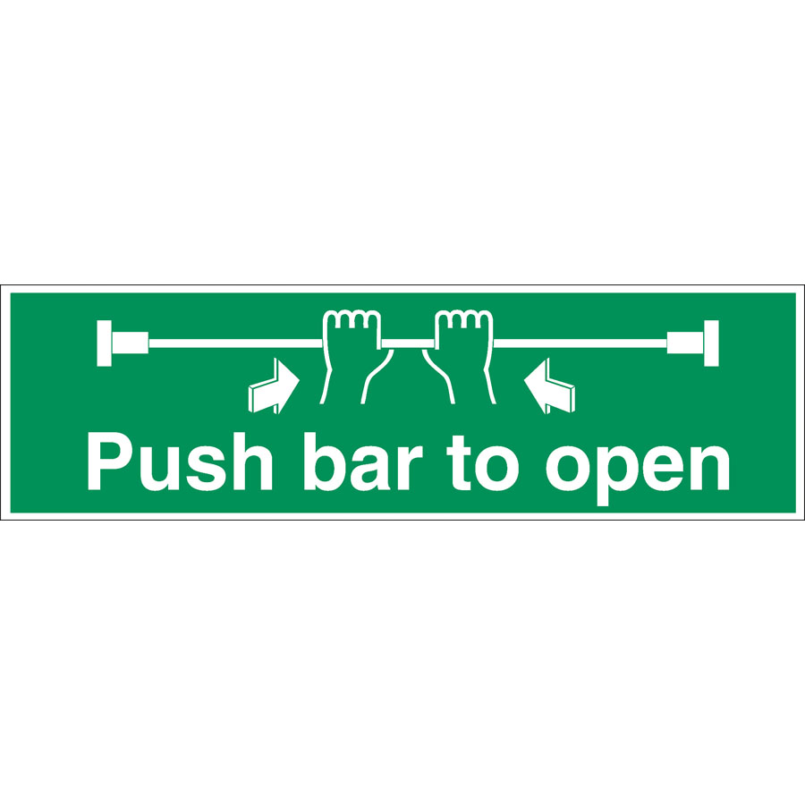 Mileta Safety Sign - Push Bar To Open 45x15cm PK 1