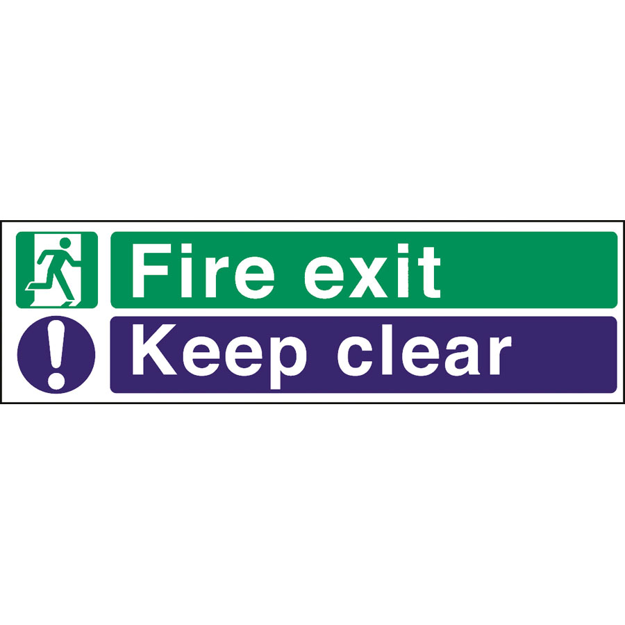 Mileta Safety Sign - Fire Exit Keep Clear 45x15cm PK 1
