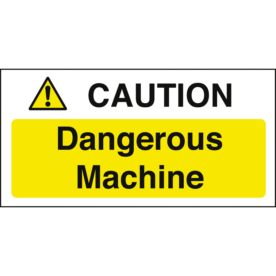 Mileta Warning Sign Self Adhesive Vinyl - Caution Dangerous Machine 20 x 10cm PK 1