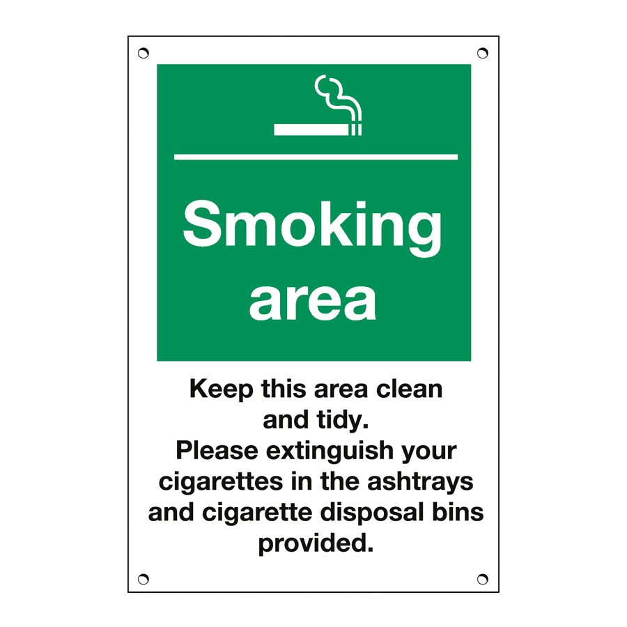 Mileta Exterior Sign 3mm Foamboard - Smoking Area, Keep Clean & Tidy 20x30cm PK 1