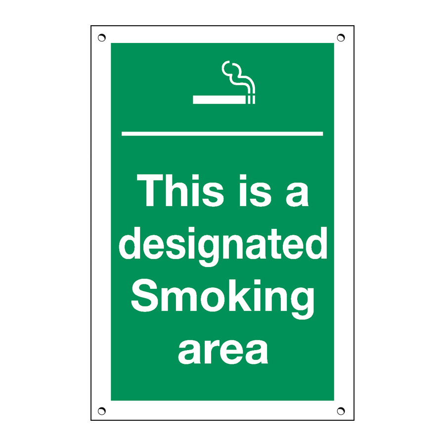 Mileta Exterior Sign 3mm Foamboard - This Is A Designated Smoking Area 20x30cm PK 1
