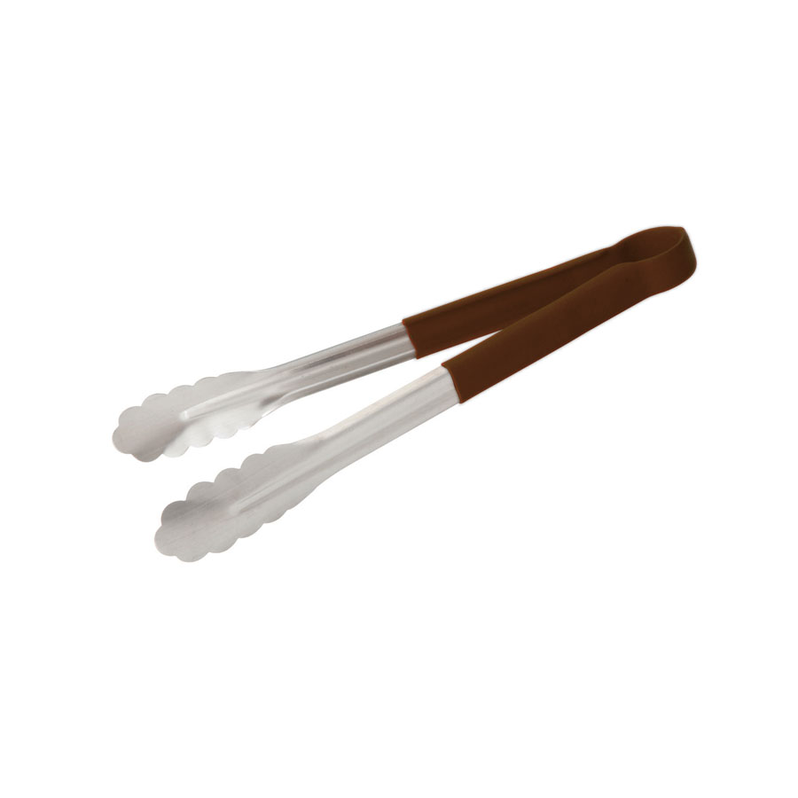 Prepara Tongs Stainless Steel 24cm Brown Non Slip Handle PK 1
