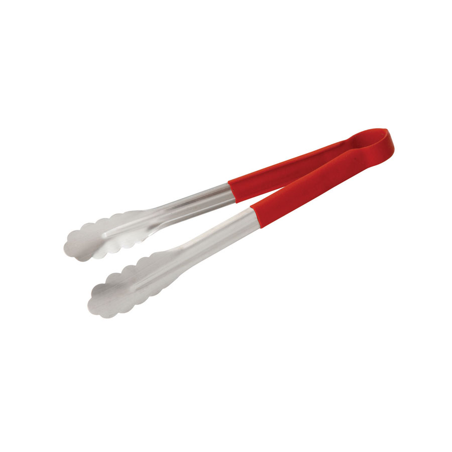 Prepara Tongs Stainless Steel 30cm Red Non Slip Handle PK 1