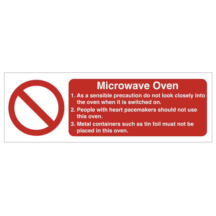 Mileta Kitchen Food Safety Sign - Microwave Oven Catering Equipment safety notice Vinyl Sign 100x300mm PK 1