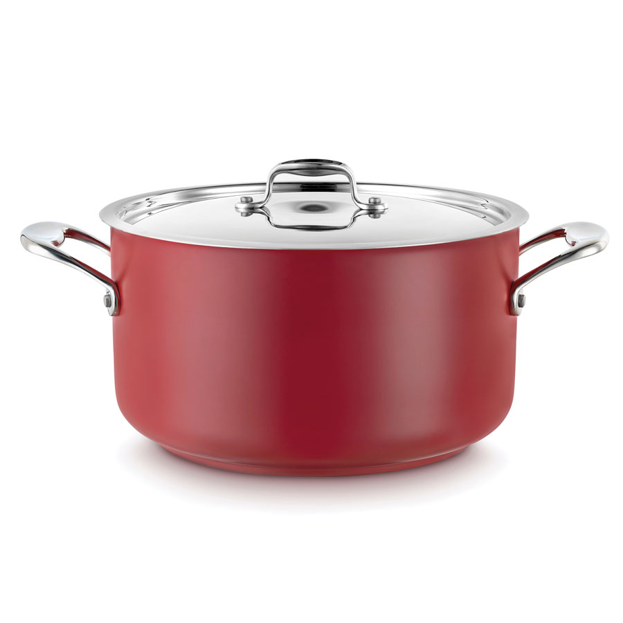 Pujadas Cool Line Sauce Pot With Lid Red Stainless Steel 32cm PK 1