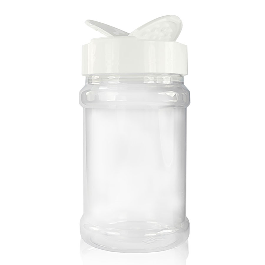 Ampulla Plastic Spice Jar With Flap Cap 330ml 12.4x6.8cm PK 1