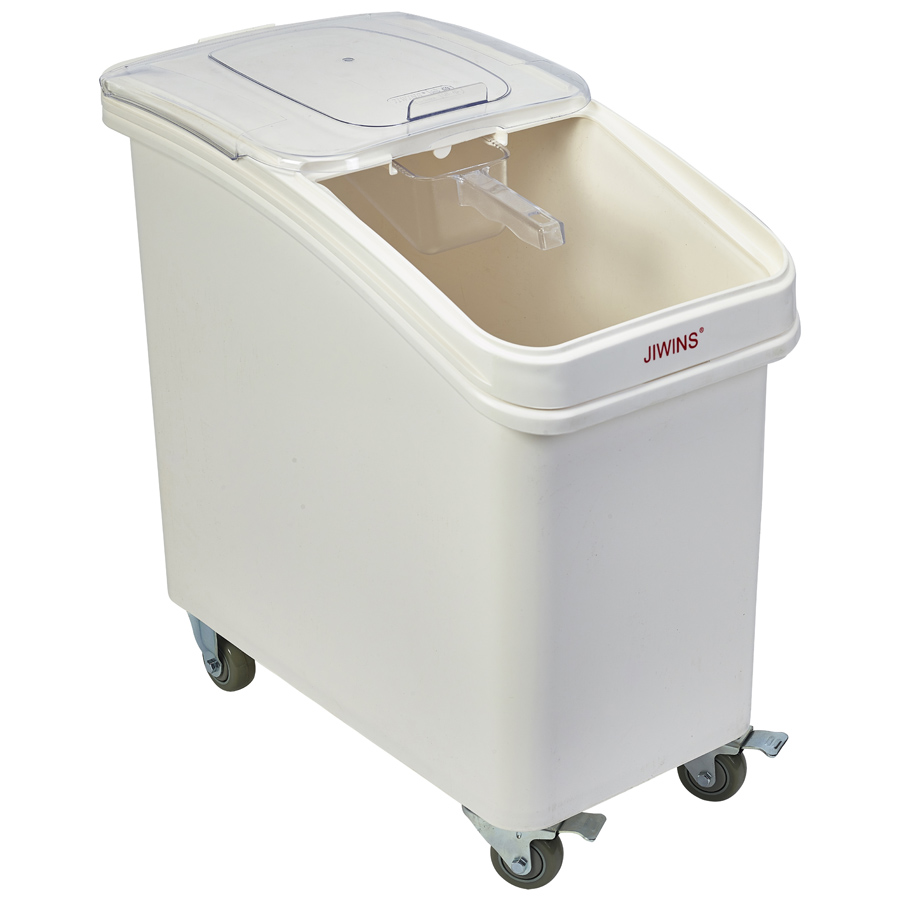 Genware Mobile Ingredient Bin Polypropylene With Scoop 102ltr PK 1