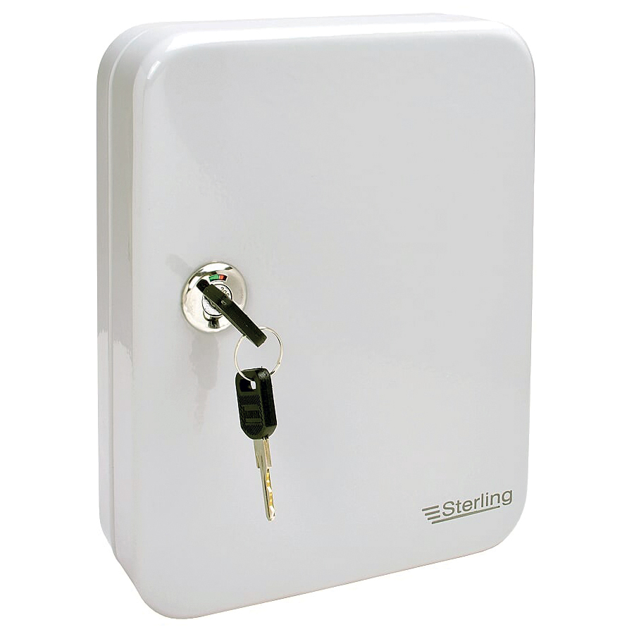 KEY CABINET 48 KEY HOOKS GREY STEEL 250X180X80MM