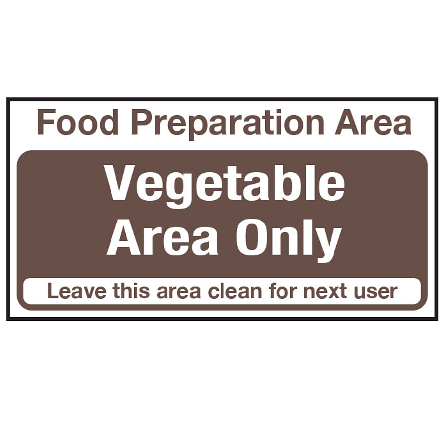 Mileta Kitchen Food Safety Sign - Food Preparation Area for Vegetables Vinyl Sticker PK 1