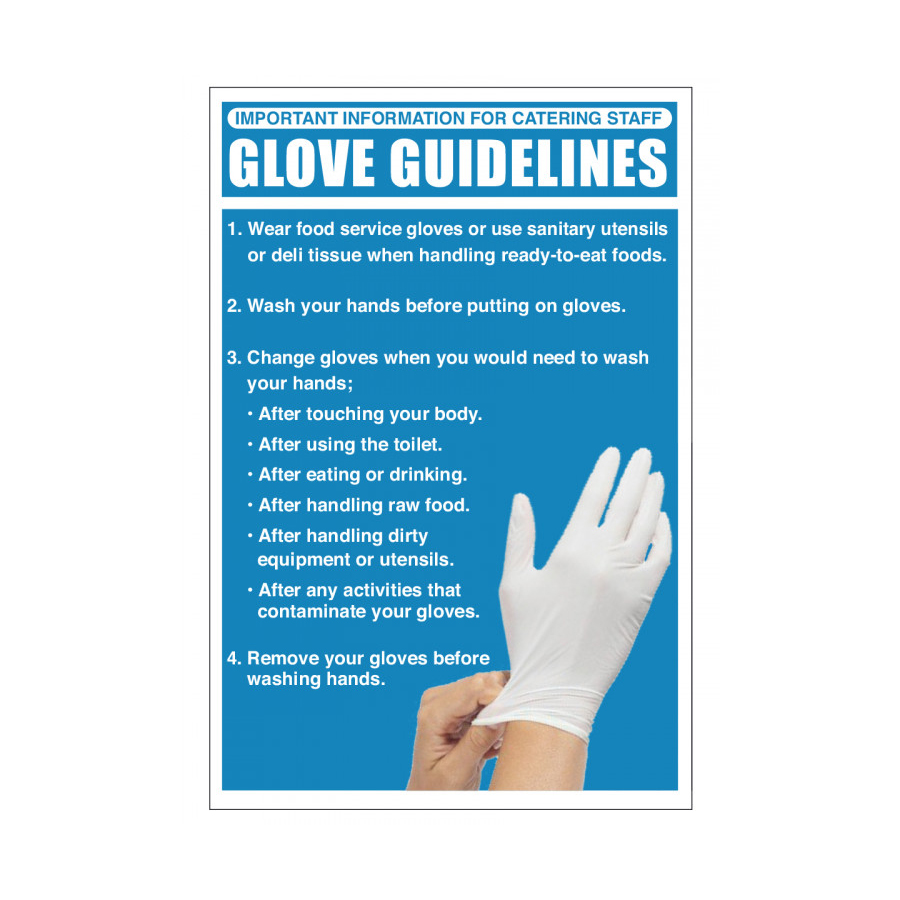 Mileta Information Sign - Gloves Guidelines Vinyl Sign 300x200mm PK 1