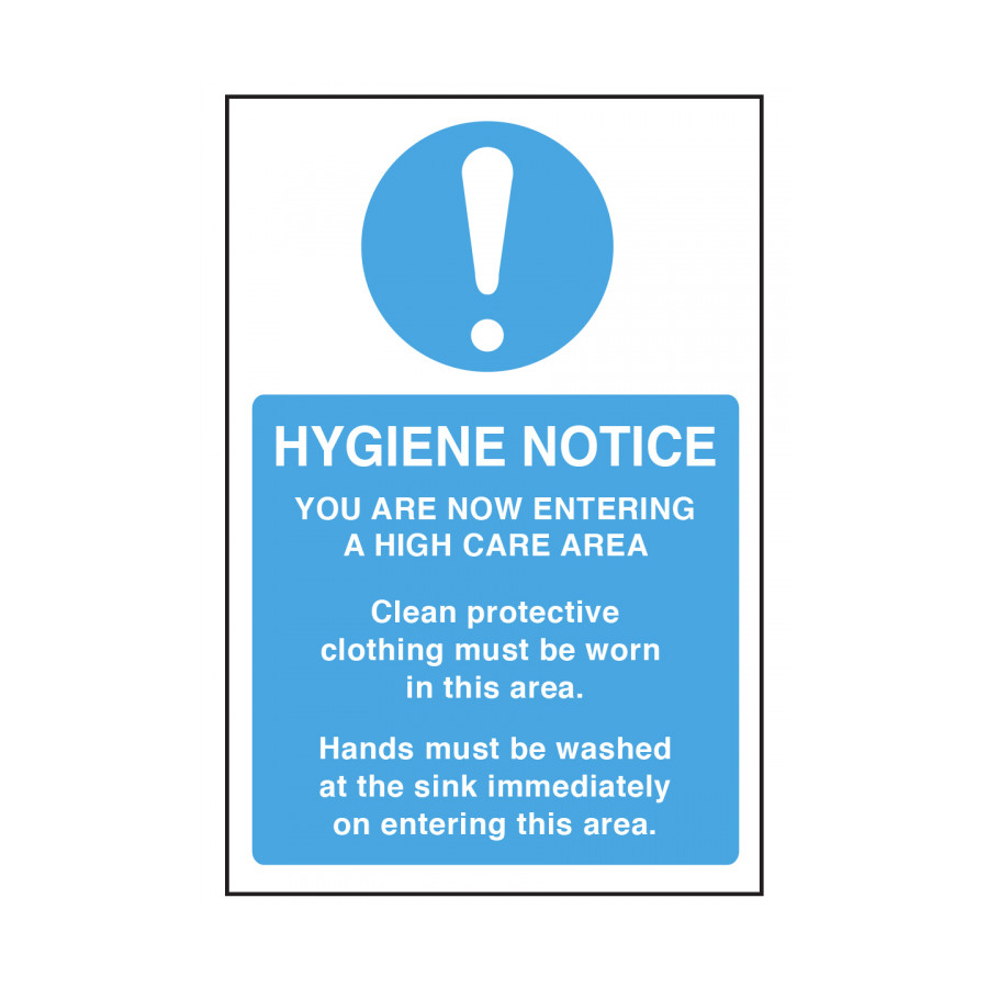Mileta Information Sign - You Are Entering A High Care Area Vinyl Sign 300x200mm PK 1