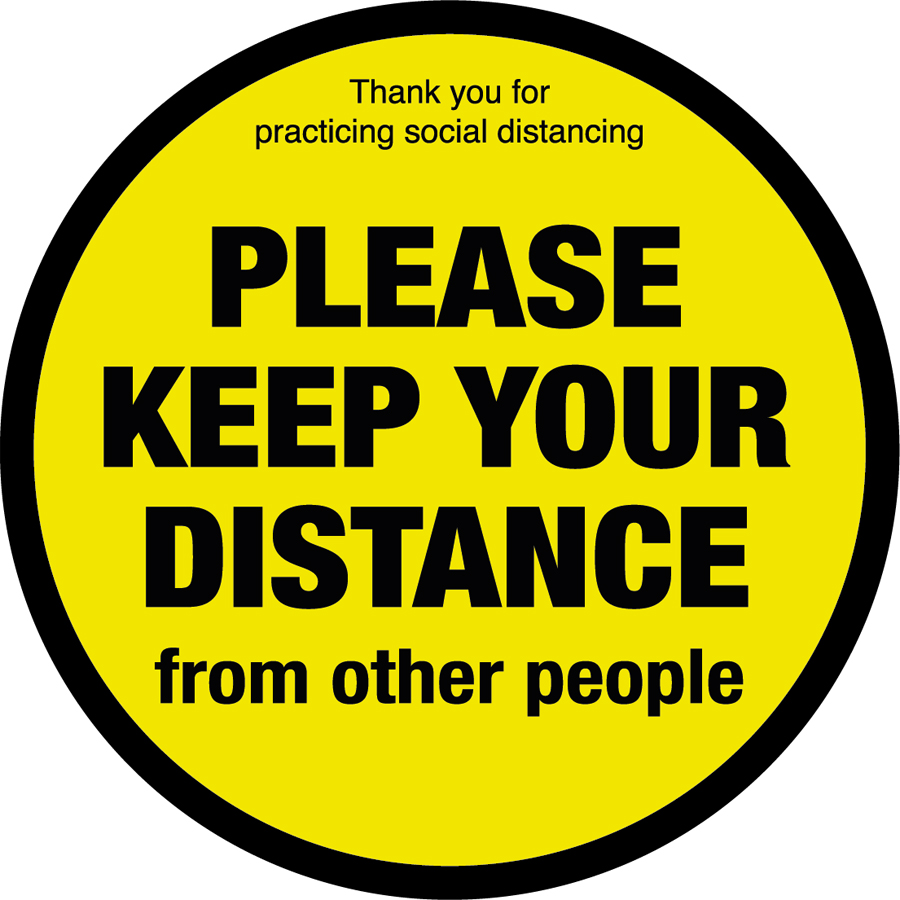 Mileta Social Distancing Sign - Please Keep Your Distance Floor Graphic 400mm Diameter PK 1