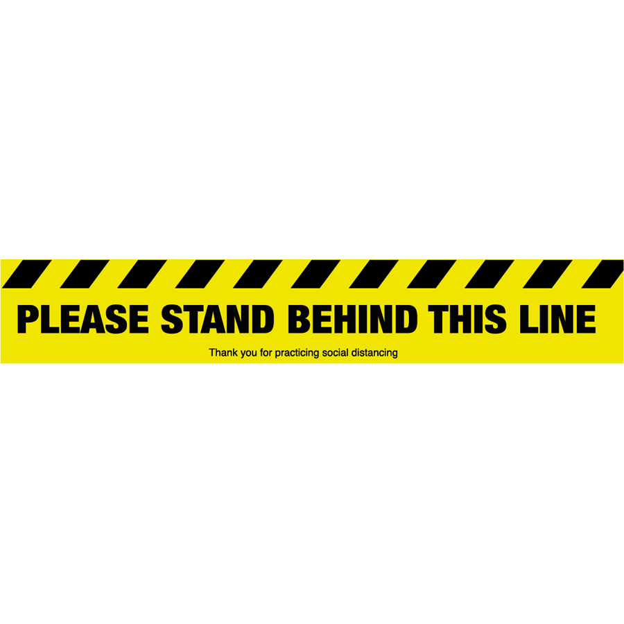 Mileta Social Distancing Sign - Please Stand Behind This Line Graphic 600x100mm PK 1