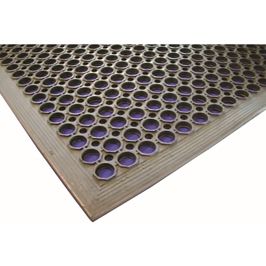 Genware Black Rubber Kitchen Mat 90x150x1.4cm PK 1