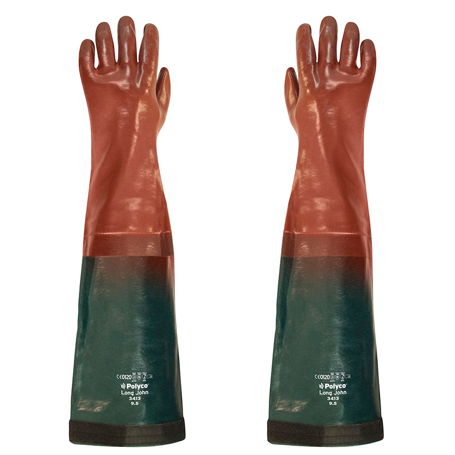 Polyco Long Johnâ¢PVC Ctd Chemical Resistant Gauntlet PK 1