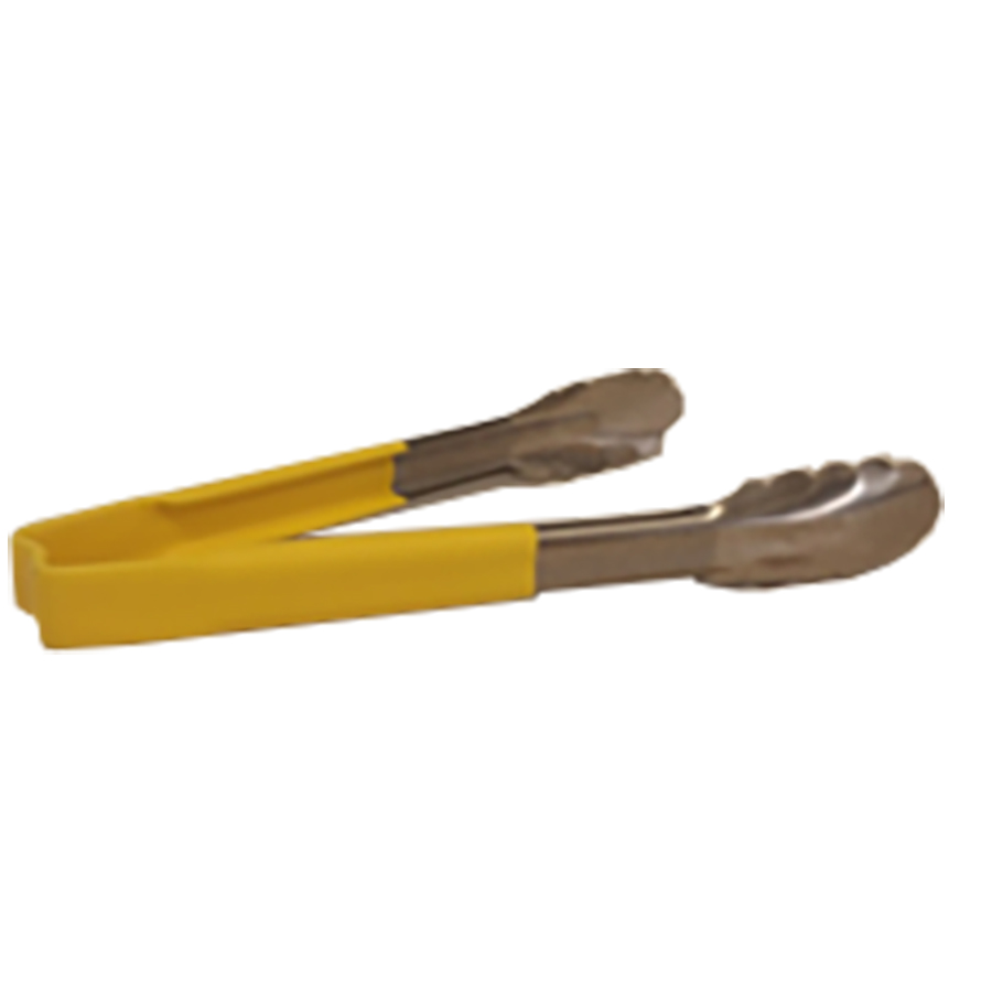 Flat Tongs With Yellow Handle 9.5in Stainless Steel PK 1