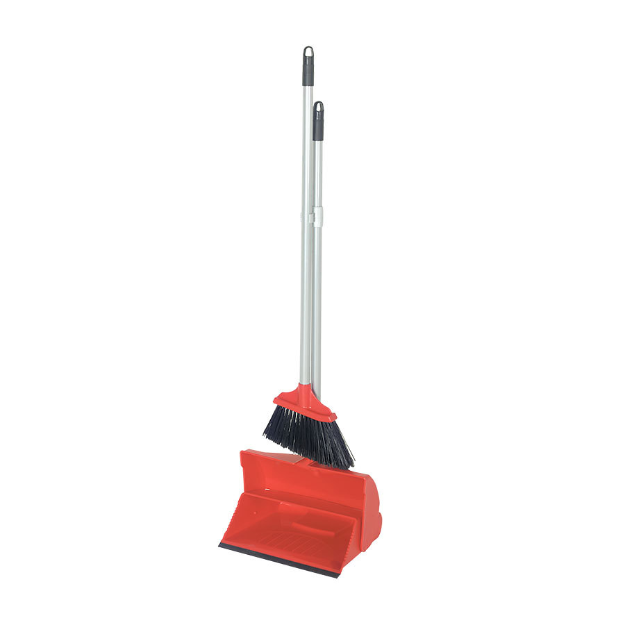 Hillbrush Lobby Dustpan And Soft Brush Set Red Plastic 900x280mm PK 1