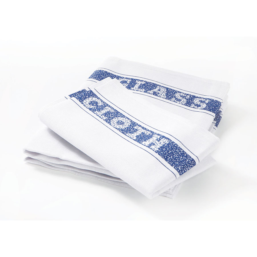 Robert Scott 100% Cotton Tea/Glass Cloth White With Coloured Border 20in x 30in PK 1