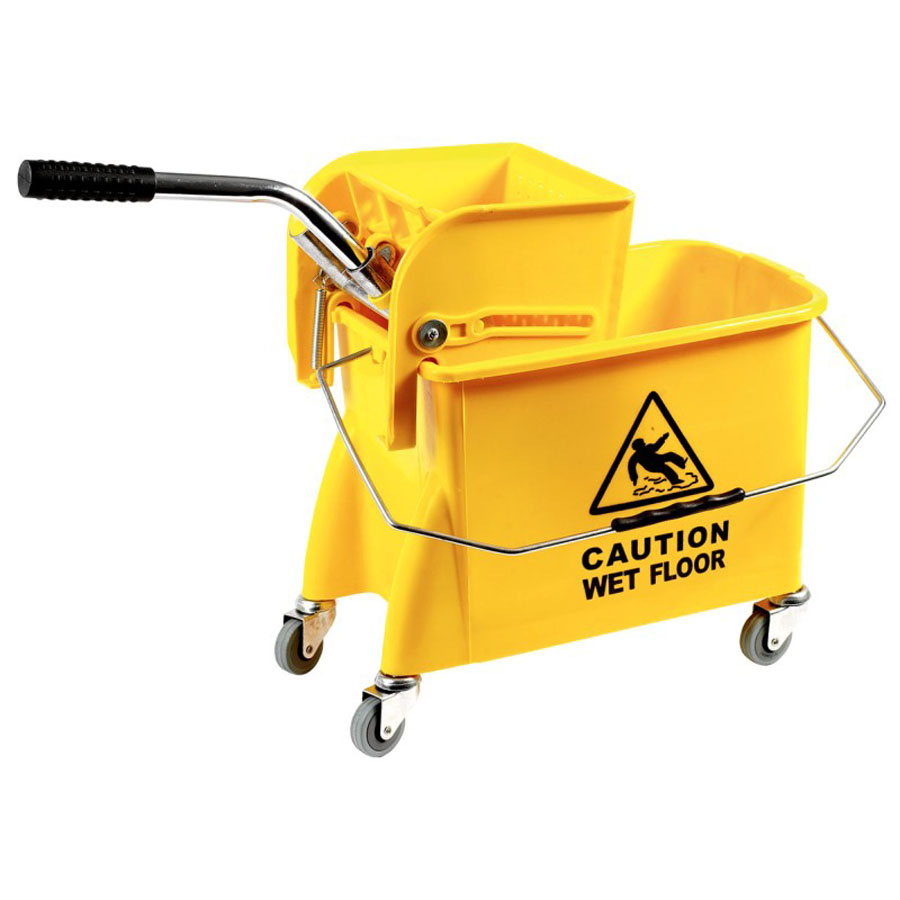 Robert Scott Mop Bucket & Wringer Yellow Plastic With Castors 20ltr 27x73x61cm PK 1