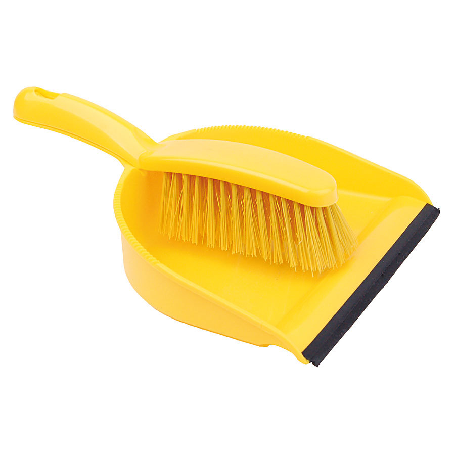 Robert Scott Professional Dustpan And Brush Set Stiff Brush Yellow PK 1