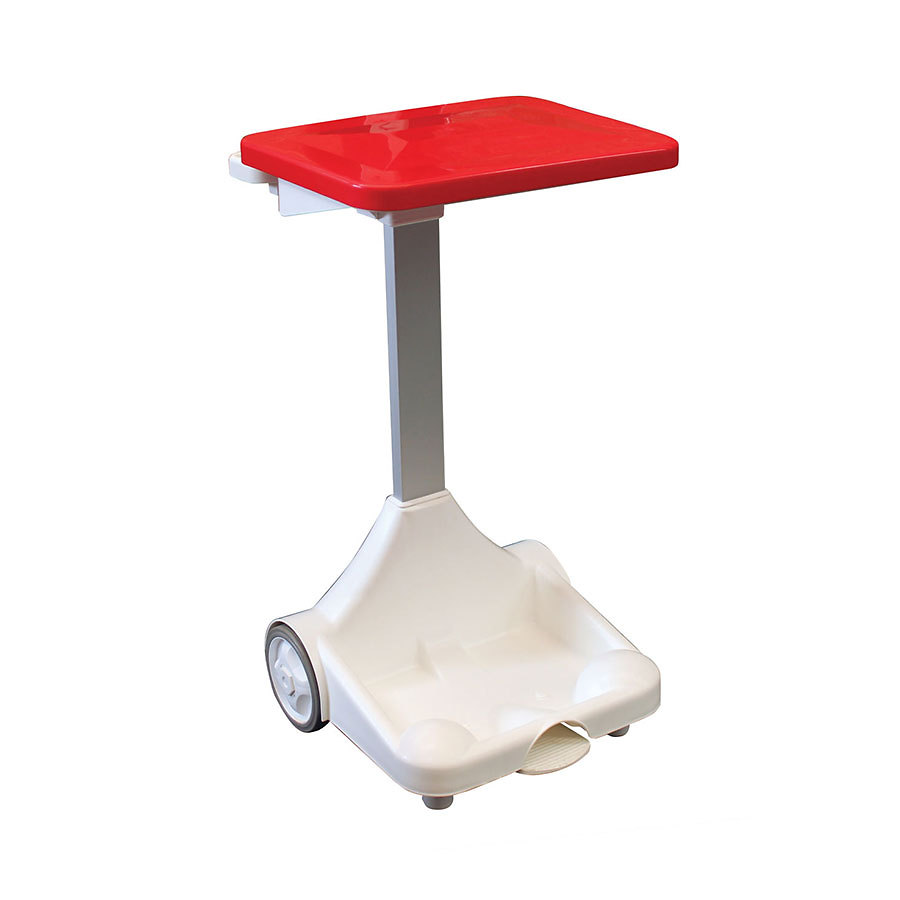 Freestanding Sack Holder With Wheels Red Lid PK 1
