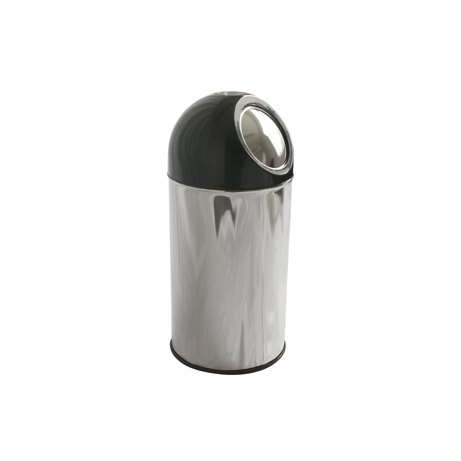 Push Bin With Black Dome Stainless Steel 55ltr PK 1