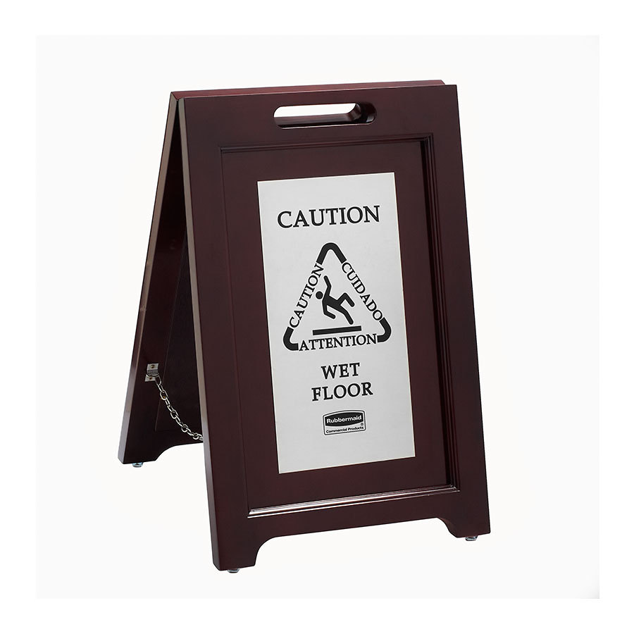 Rubbermaid Executive Wooden Safety Sign Multilingual W41.3 x H59.7 x D38.1cm PK 1